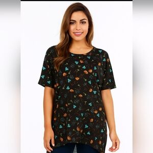 NWT LuLaroe Irma Black Mushroom Floral  Size XXS Cottagecore Whimsical